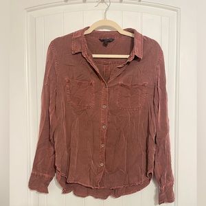 Distressed button blouse